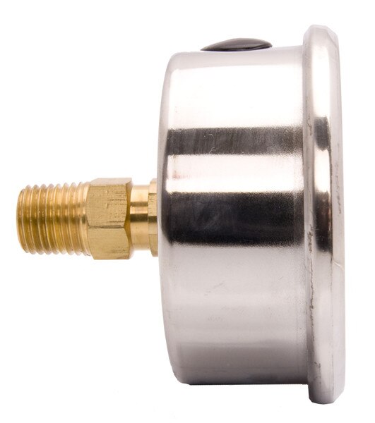 2-1/2" Silicone Oil Filled Pressure Gauge Stainless Steel Face, Brass, 1/4" NPT Center Back Mount, 0-160PSI