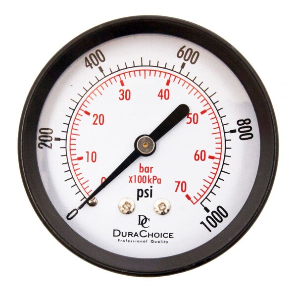 2-1/2" Utility Pressure Gauge for water, oil, and gas (WOG) - Black Steel 1/4" NPT Center Back