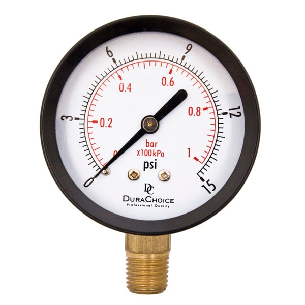 2-1/2" Utility Pressure Gauge for water, oil, gas (WOG) - Black Steel 1/4" NPT Lower Mount