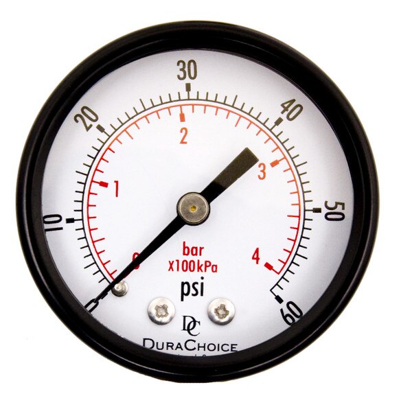 2" Utility Pressure Gauge for water, oil, and gas (WOG) - Black Steel 1/4" NPT Center Back Mount