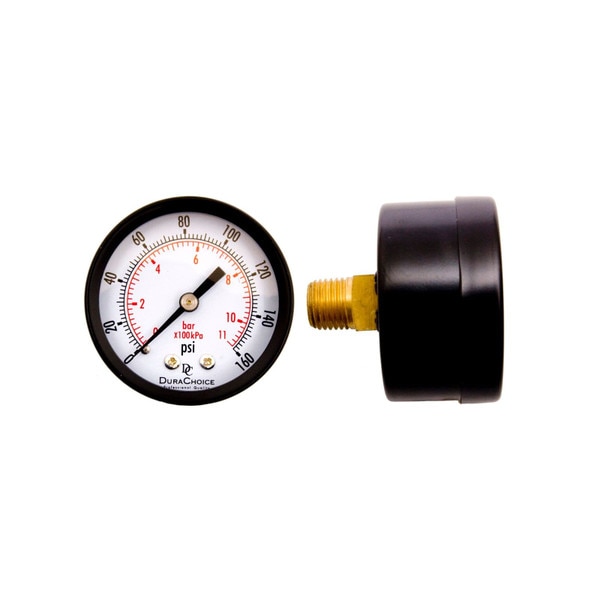 2" Utility Pressure Gauge for water, oil, and gas (WOG) - Black Steel 1/4" NPT Center Back Mount