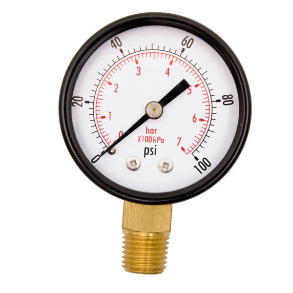 2" Utility Pressure Gauge (WOG), 1/4" NPT Lower Mount Connection, Black Steel Cases, OEM