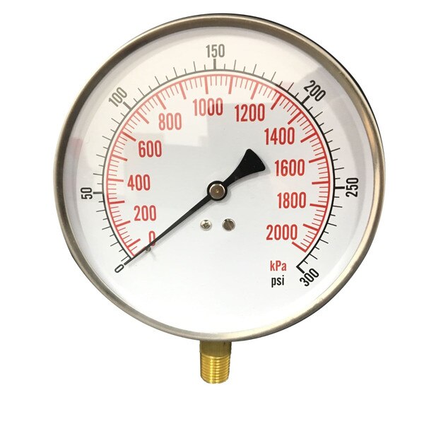 4-1/2" Contractor Gauge for air, water, and steam services, Stainless Steel Case, Brass Internals
