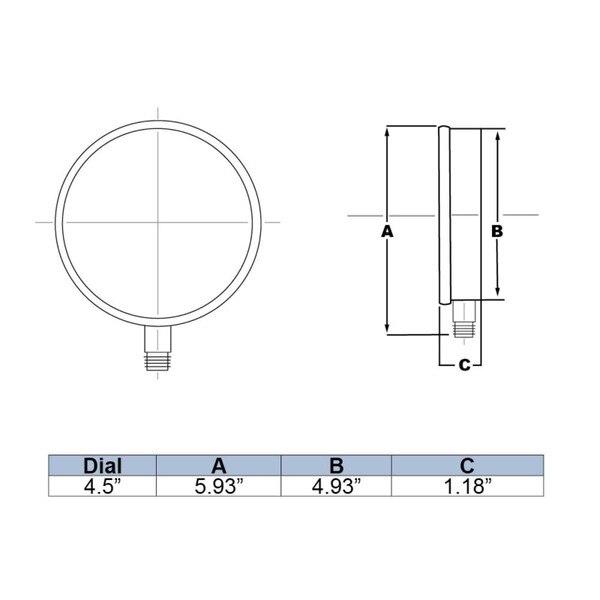 4-1/2" Contractor Gauge for air, water, and steam services, Stainless Steel Case, Brass Internals