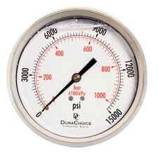 4" All Stainless Steel Oil Filled Pressure Gauge - 1/4" NPT, Center Back Mount Connection