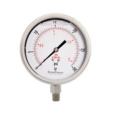4" All Stainless Steel Oil Filled Pressure Gauge - 1/4" NPT Lower Mount Connection
