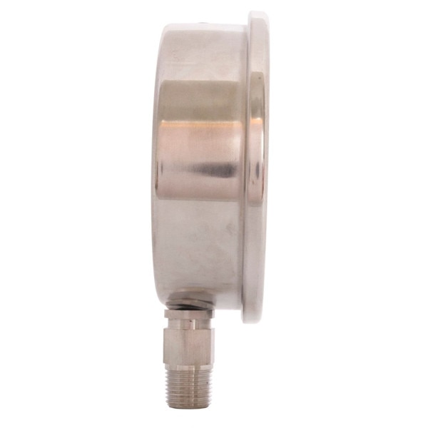 4" All Stainless Steel Oil Filled Pressure Gauge - 3/8" NPT Lower Mount Connection
