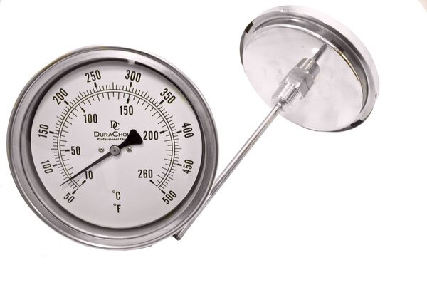 Industrial Thermometer 5" Face - Stainless Steel Case