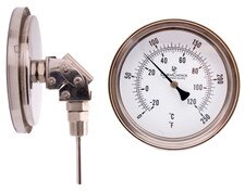 Adjustable Industrial Thermometer 5" Face - Stainless Steel Case