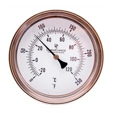 Adjustable Industrial Bimetal Thermometer 5" Face - Stainless Steel Case w/Calibration Dial