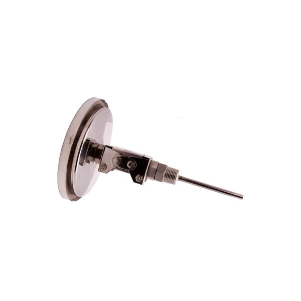 Adjustable Industrial Bimetal Thermometer 5" Face - Stainless Steel Case w/Calibration Dial