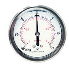 Center Back Mount Oil-Filled Vacuum Gauge 4" Face