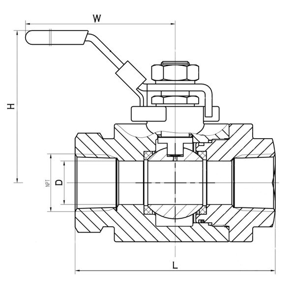 Carbon Steel 2-PC Ball Valve 3600PSI