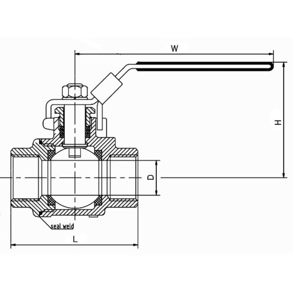 Carbon Steel Full Port ball valve, NACE, RPTFE, Seal Welded, Oilfield, 316 Ball, 2000 PSI FxF NPT