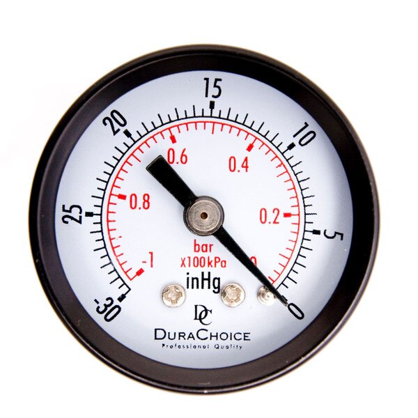 Dry Utility Vacuum Gauge, WOG, Black Steel Case, NPT Connection, Center Back Mount