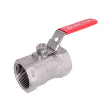 Stainless Steel (316) Ball Valve 1pc Standard Port w/Red Handle. 1,000WOG